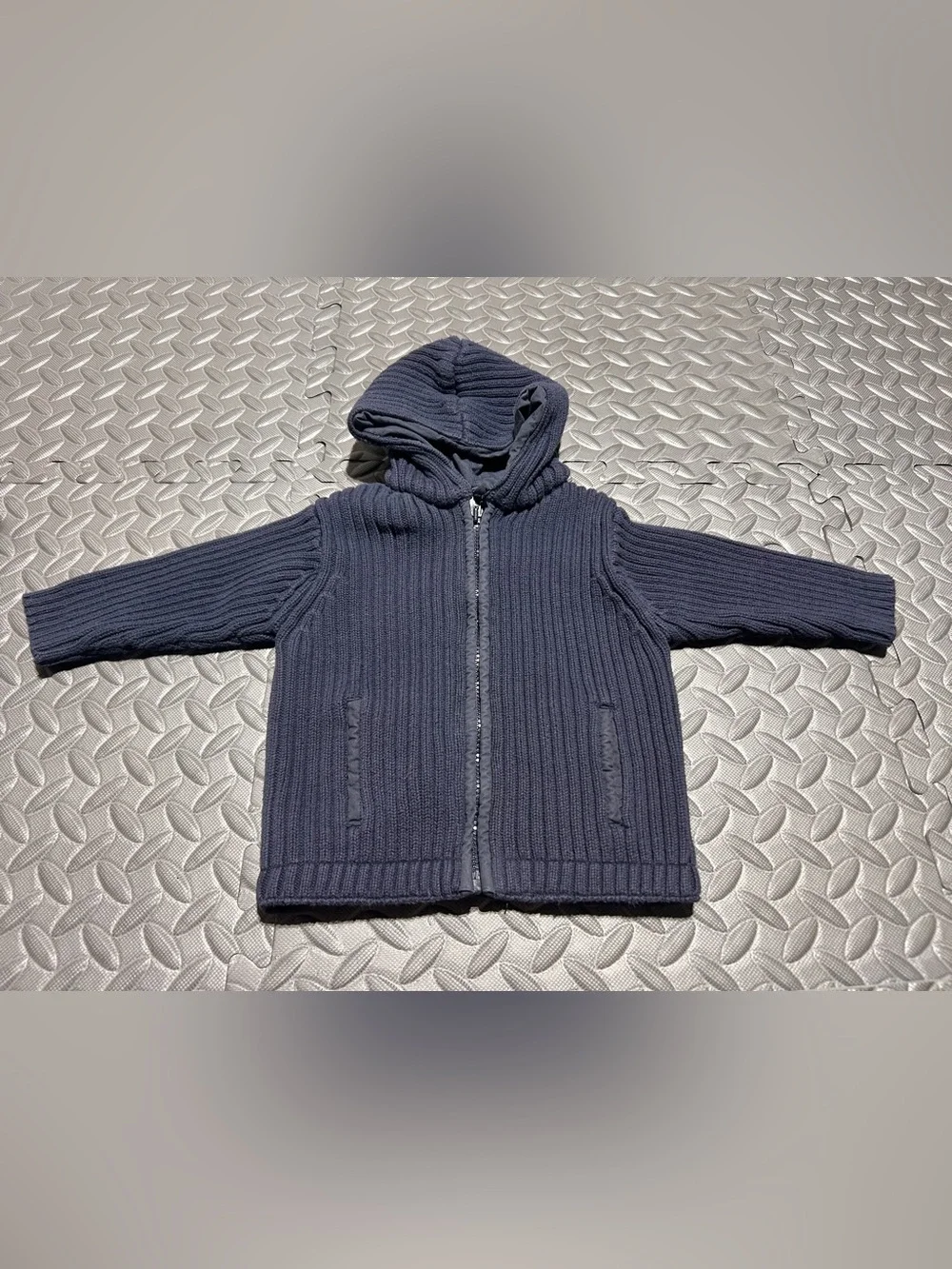 GAP Kids Ribbed Blue Hooded Jacket